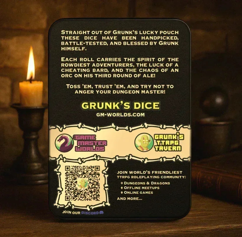 Grunk's Candles packaging back label