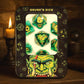 Golden Moss Eye green purple dragon eye dice set on table